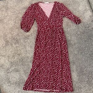 All in Favor Burgundy Floral Maxi Dress